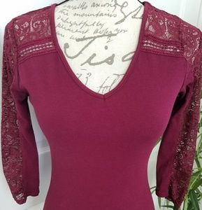 LAST DAY 🥀Lacy Burgandy Tee